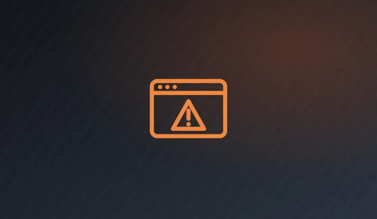 Browser window with a warning symbol, representing a fake virus alert pop-up