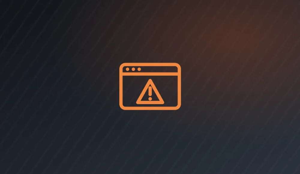 Browser window with a warning symbol, representing a fake virus alert pop-up