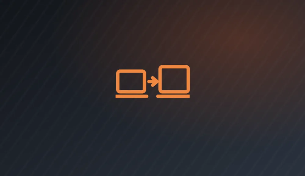 Two devices with an arrow between them, representing moving to a new computer